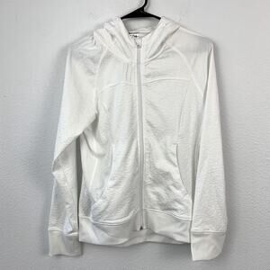 ZYIA Active Women's White Full Zip Hooded Jacket Size S Textured Activewear
